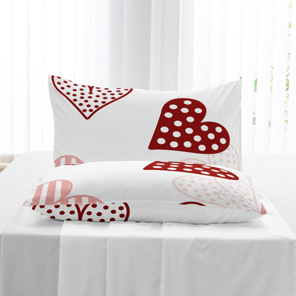 3pcs Love Print ultra-fine fiber Fitted Bed Sheet Pillowcase Set Skin Friendly Breathable Queen size bed sheet Mattress Cover