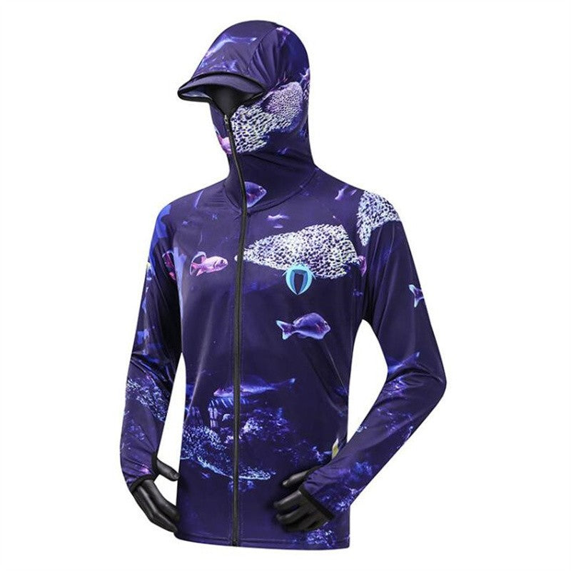 Moletom Profissional de Pesca com Máscara Anti-UV Protetor Solar Roupas de Proteção Solar Camisa de Pesca Respirável Secagem Rápida Camisa de Pesca