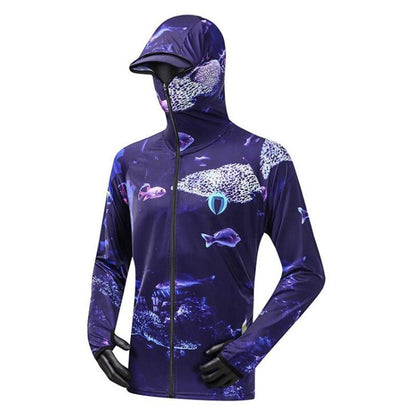 Moletom Profissional de Pesca com Máscara Anti-UV Protetor Solar Roupas de Proteção Solar Camisa de Pesca Respirável Secagem Rápida Camisa de Pesca