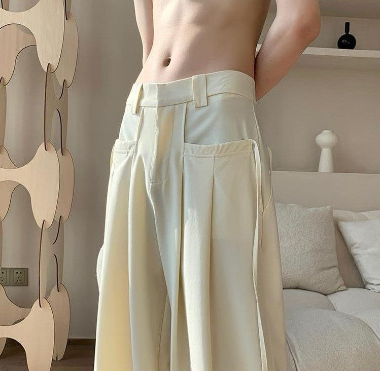 Calças Masculinas Largas de Terno Perna Larga Reta Estilosa Coreana Avaliações Muitas Calças Masculinas de Verão Roupas Oferta 2025 Moda Calças Sociais