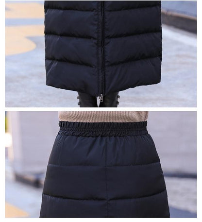 Saia de Algodão Quente de Inverno Grossa Feminina Outono Inverno Nova Saia de Algodão Para Baixo Calça Meia-Corpo 2025 Nova Saia de Inverno Vestido Longo