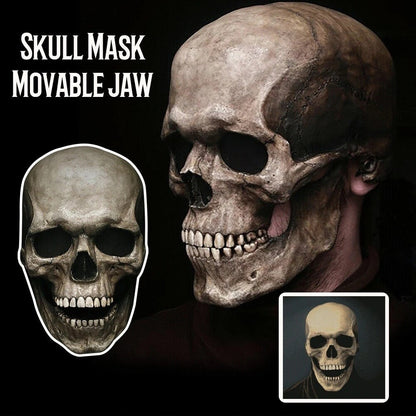 Movable Jaw Mask Breathable Latex Headgear Full Head Skull Helmet Comfortable Skull Mask For Halloween Party Outdoor Decorations