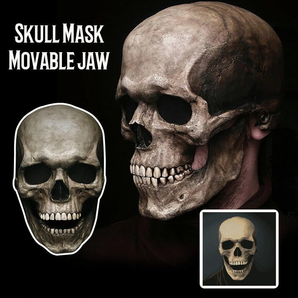 Full Head Skull Helmet Breathable Movable Jaw Mask Halloween Skull Mask Comfortable Skull Mask For Cosplay Haunted House