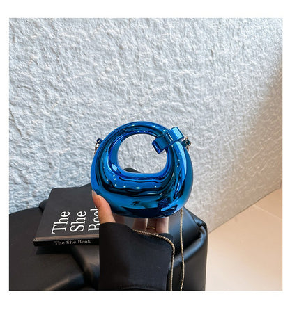 Fashion Crescent Mini Acrylic Chain Evening Bag for Women, Shoulder and Crossbody Bag