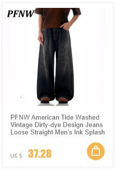 PFNW High Street Drawstring Zipper Sliced Wide Leg Cargo Pants Msn's Casual Loose Straight Trousers Loose Denim Pants 28W5963