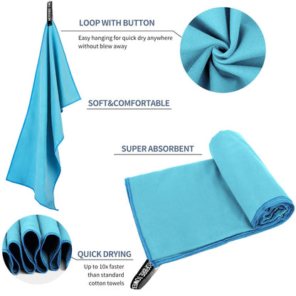 Ultra Absorbent Microfiber Quick Dry Towel Premium Beach Towel Travel Fitness Gym Swimming Yoga Camping Outdoor Activities