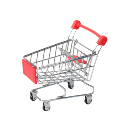 Mini Supermarket Shopping Trolley Cart Desktop Model Children's Toys Home Decoration Miniature