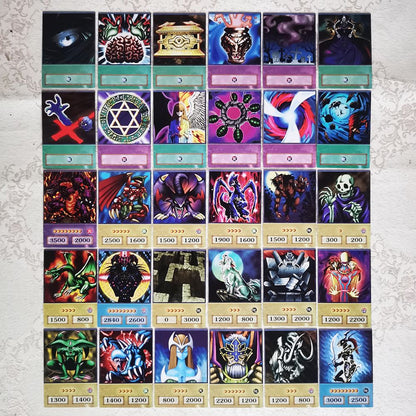 100 unids Yu-Gi-Oh Anime Estilo Cartas Olhos Azuis Mago Negro Exodia Obelisco Slifer Ra Yugioh DM Cartão Clássico Proxy DIY Presente Infantil