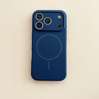 Capa de Silicone Magnética de Carregamento Sem Fio MagSafe de Cor Sólida para iPhone 17 Pro Max/17/17 Pro Capa Traseira Protetora