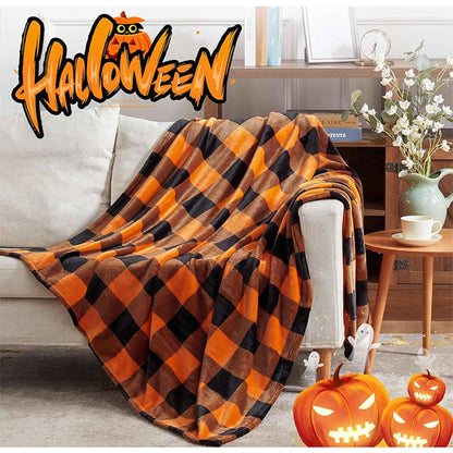 Halloween Plaid Blanket Suitable for Festivals Parties Daily Use All Seasons Soft and Warm