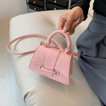 Fashion Solid Color Small Tote Crossbody Bag, Stylish Mini Handbag Mobile Phone Coin Purse, Adjustable Strap, Magnetic Closure,