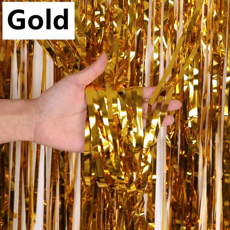 New 4/2/1Pack Party Backdrop Metallic Foil Fringe Tinsel Curtain Adult Kids Birthday Party Wedding Decoration Baby Shower Favor