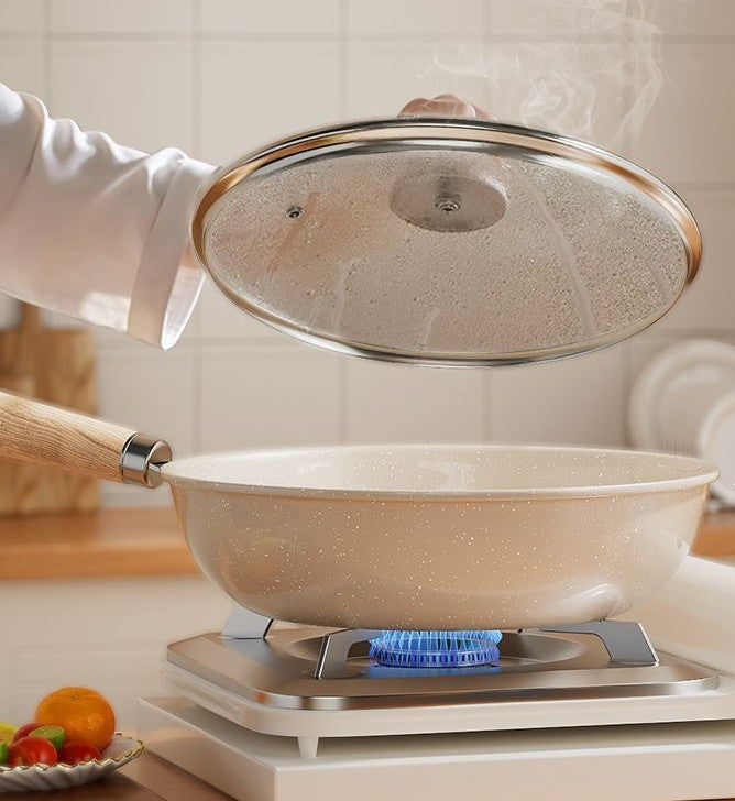 Deepen Non-Stick Frying Pan Wok Medical Stone Household Steak Pancake Pot Induction Cooker Gas Stove Universal Kitchen Cookware
