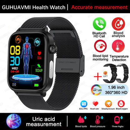2025 Novo Para XIAOMI ECG+PPG Gordura Sanguínea Ácido Úrico Saúde Smartwatch Masculino Feminino Frequência Cardíaca Pressão Arterial Chamada Bluetooth Relógio Inteligente