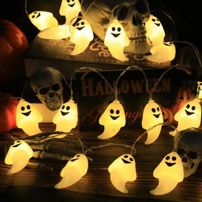 1PC LED Ghost String Lights Festival Decoration Haunted House Party Props Mood Lighting for Indoor Outdoor Halloween Decor