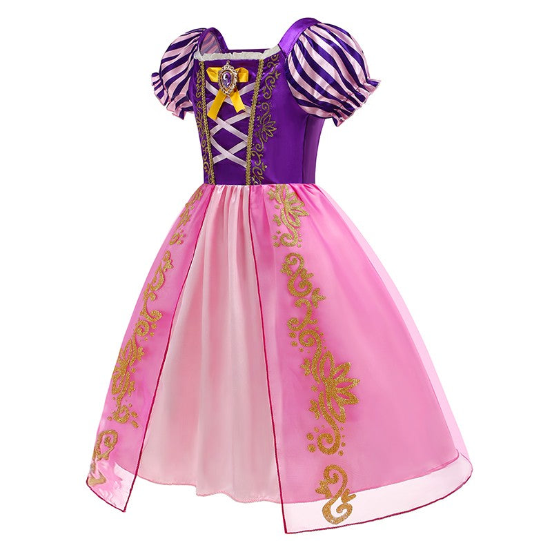 Disney Rapunzel Princess Dress Girl Purple Puff Sleeve Cosplay Tangled Costume Halloween Vestido Kids Birthday Ball Gown Clothes
