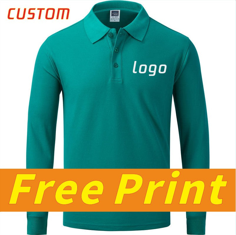 Leisure long sleeved POLO shirt custom autumn and spring long sleeved lapel t-shirt with printed logo and personalized design em