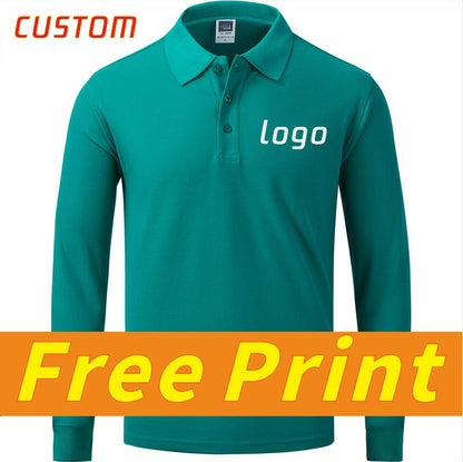 Leisure long sleeved POLO shirt custom autumn and spring long sleeved lapel t-shirt with printed logo and personalized design em