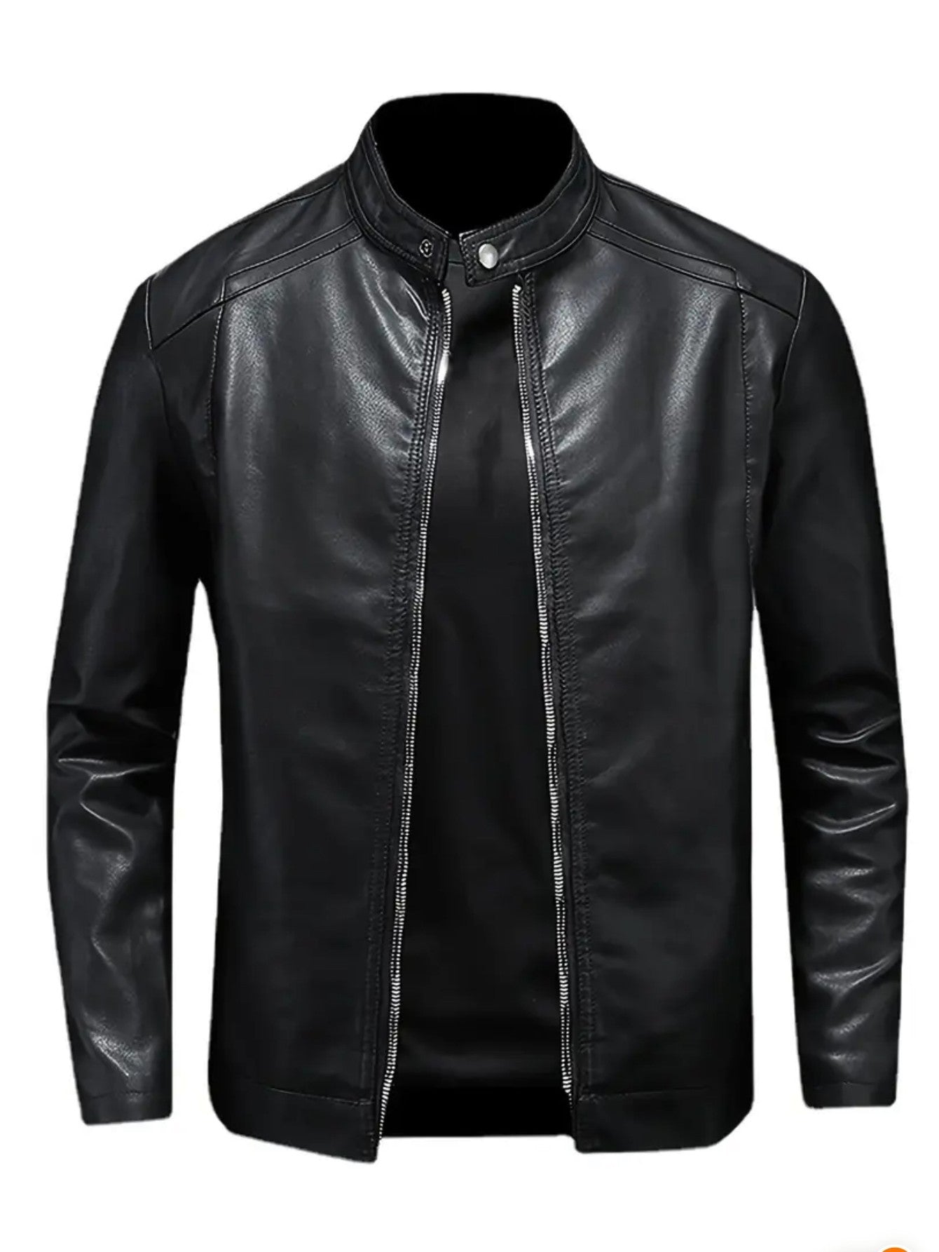 Men'S Vintage Motorcycle Jacket - Full-Zip Closure, Stand Collar, Non-Stretch Synthetic Biker Coat for Spring/Fall Riding, Casua