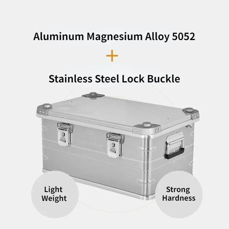 MOUNTAINHIKER Outdoor Storage Box Camping Picnic Travel Aluminum Alloy Large Capacity Box Silver Storage Bag 30-80L