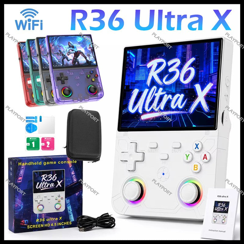 R36 Ultra X Retro Handheld Game Player Open Source Linux System 4.5" Screen Hall Effect Emulator Wireless Gamepad Game Console