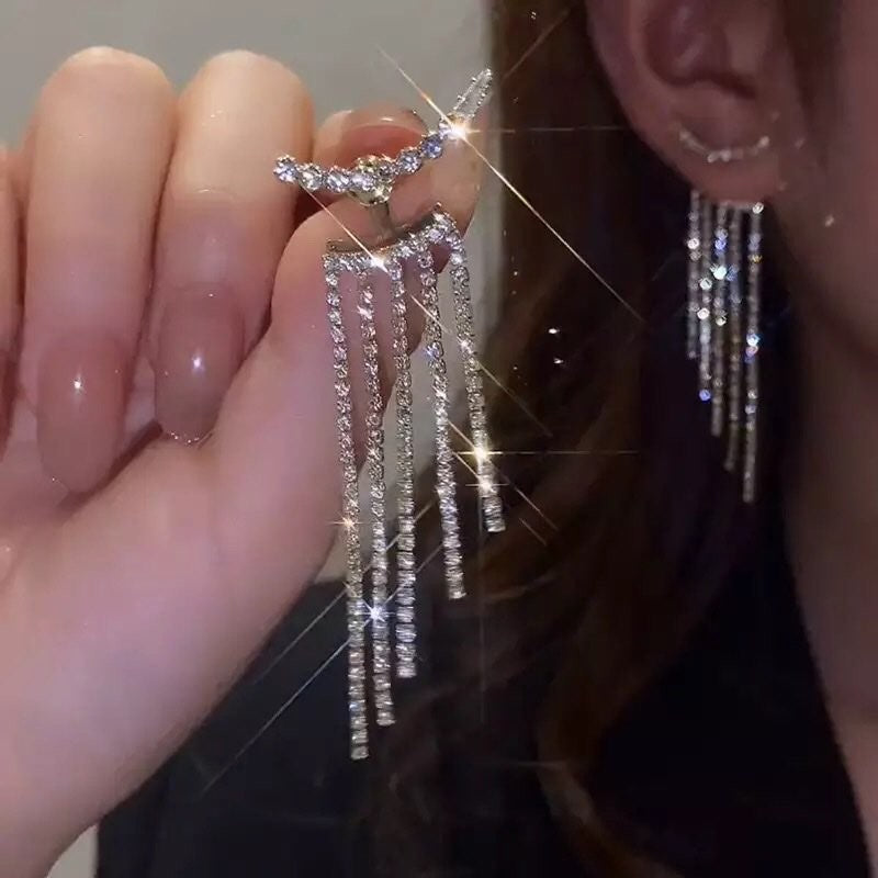 Nova Tendência de Moda Design Exclusivo Elegante e Requintado Brincos Retangulares de Zircônia Para Mulheres Joias Festa de Casamento Presentes Premium