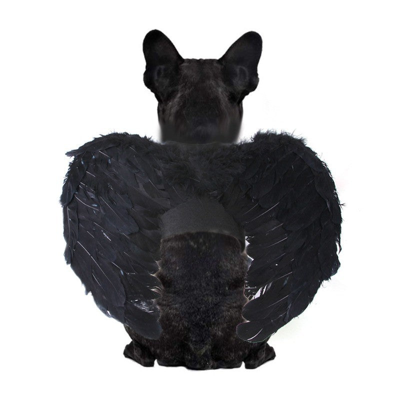 Fantasia de Halloween para Pets Asa de Anjo e Diabo Preta e Branca para Cachorro Gato Coelho Porquinho Presente Divertido para Festa de Halloween Tema Anime B