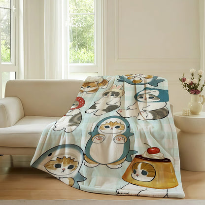 Cartoon cute M-MoFusand Blanket For Sofa Office Bed Plane Travel Sleep Read Relax Camping Soft And Warm