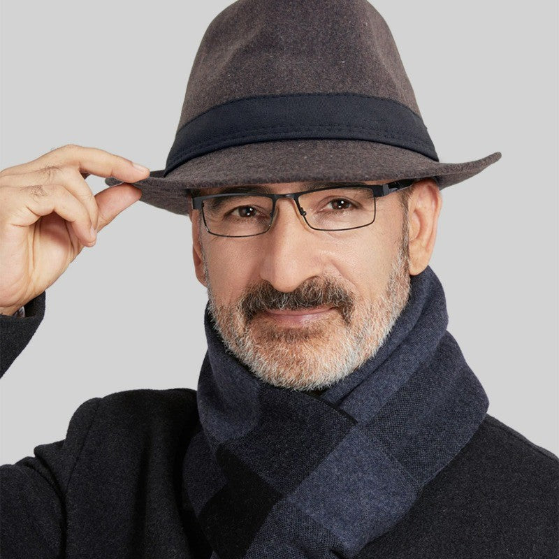 New Fashion Casual Topper for Men British Fashion Black Jazz Hat Wool Versatile Middle-aged Elderly Hat Elegent Trend Fedoras