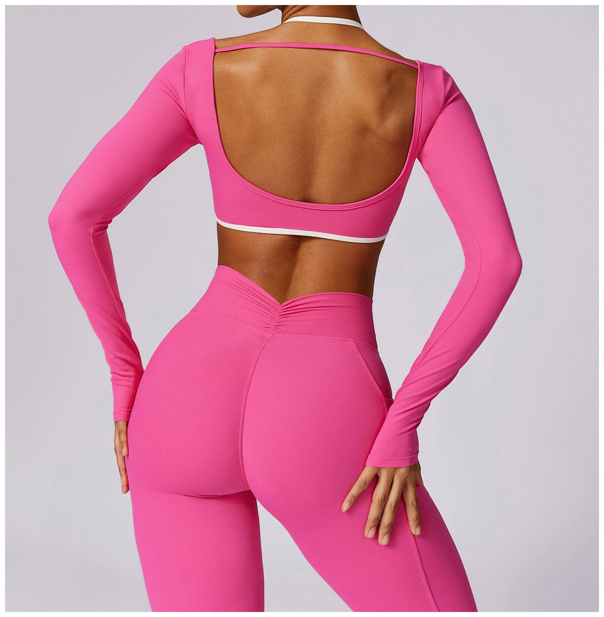 2Pcs Gym Set Women Workout Backless Yoga Suit Women Quick Dry Running Legging Fitness Bra Short-sleeved Shirt Sports Suit Female