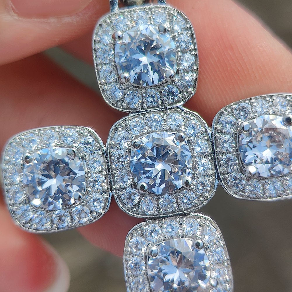2026 Hip Hop Cross Pendant Necklace for Men 4mm Zircon Tennis Chain Ice Sparkling Necklace for Women Punk Jewelry Fashion Gift