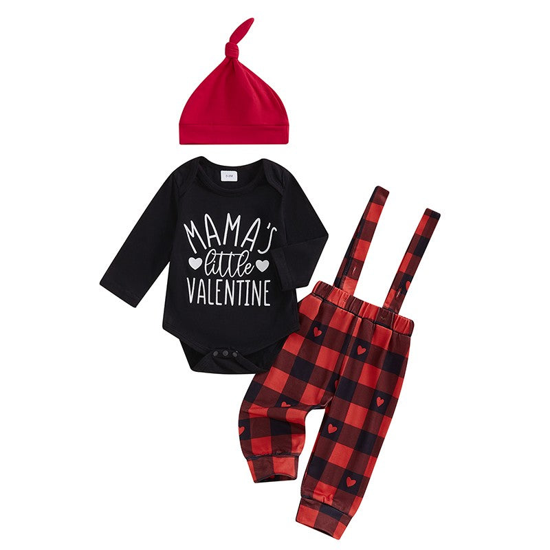 Baby Girl Valentine s Day Outfit Heart Print Long Sleeve Romper Polka Dot Ruffle Pants Headband 3 Pcs Set - Adorable and