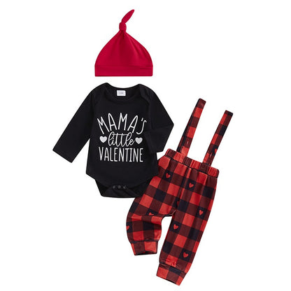 Baby Girl Valentine s Day Outfit Heart Print Long Sleeve Romper Polka Dot Ruffle Pants Headband 3 Pcs Set - Adorable and