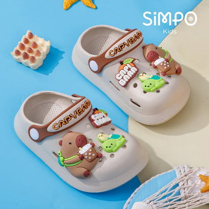 Summer Kids' Garden Clogs Shoes Boys & Girls Beach Sandal Kids Lightweight Breathable Cute Capybara Slip On Baby Slippers