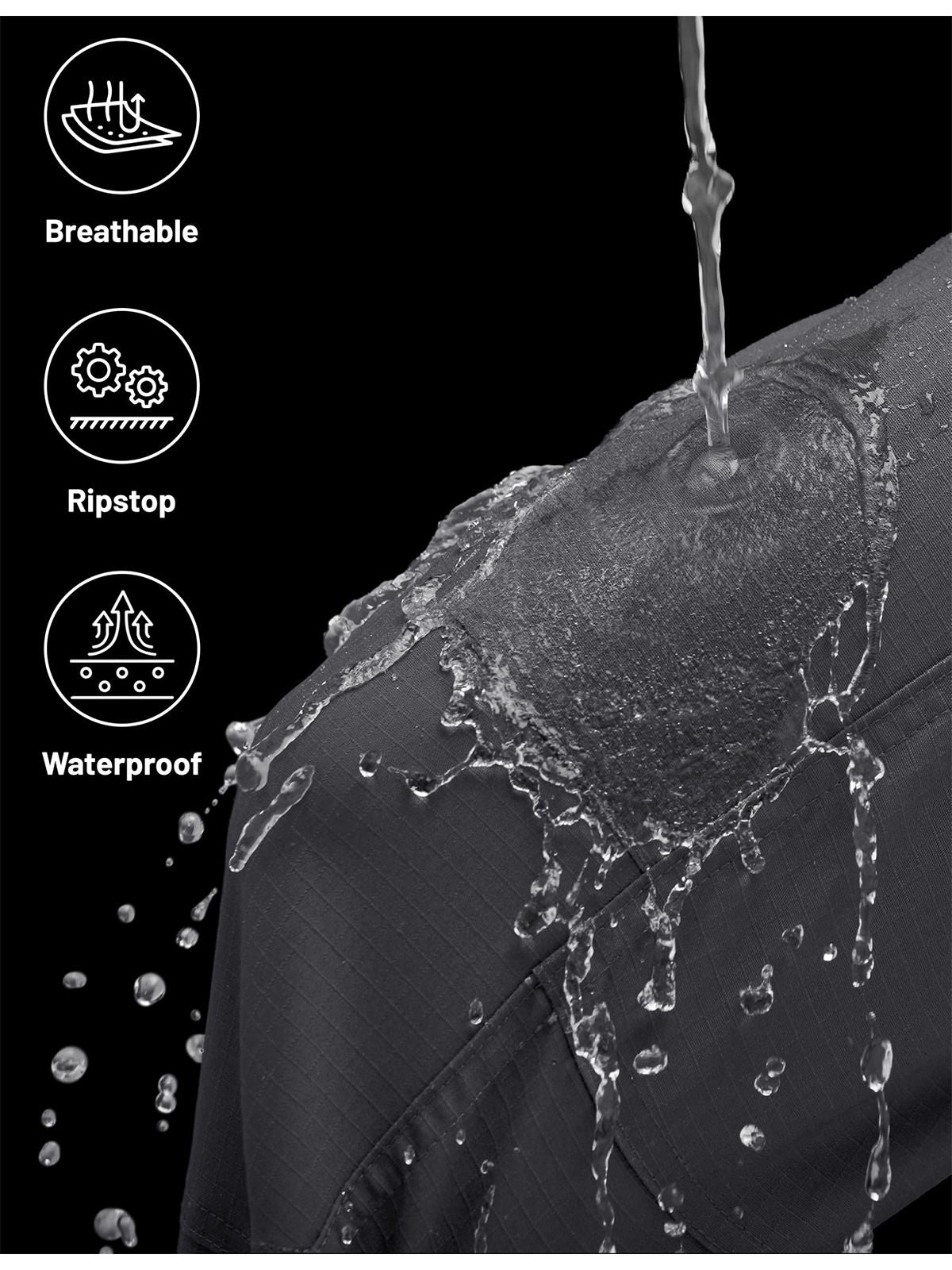 TACVASEN Mens Lightweight Hiking Pants Waterproof Ripstop Lightweight Breathable Stretch Work Tactical Outdoor Trousers 8 Pocket