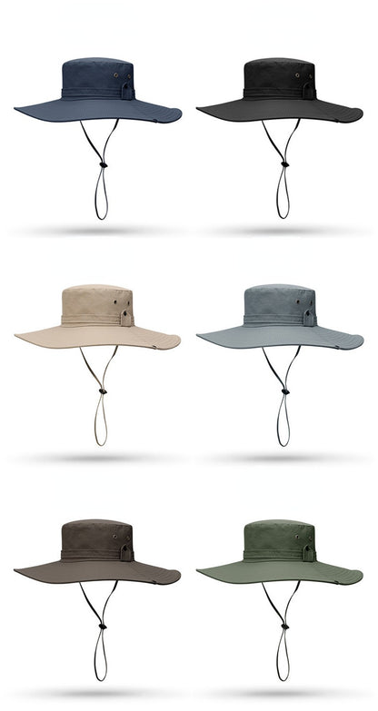 2025 New Fashion Summer Bucket Hat Cowboy Men Outdoor Fishing Hiking Beach Hats Mesh Breathable Anti UV Sun Cap Large Wide Brim