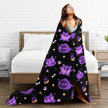 Cobertores Gengar Mantas De Pelúcia Novas Super Quentes Para Meninas Meninos Sofá Cadeira Flanela Colcha Protetor De Cama