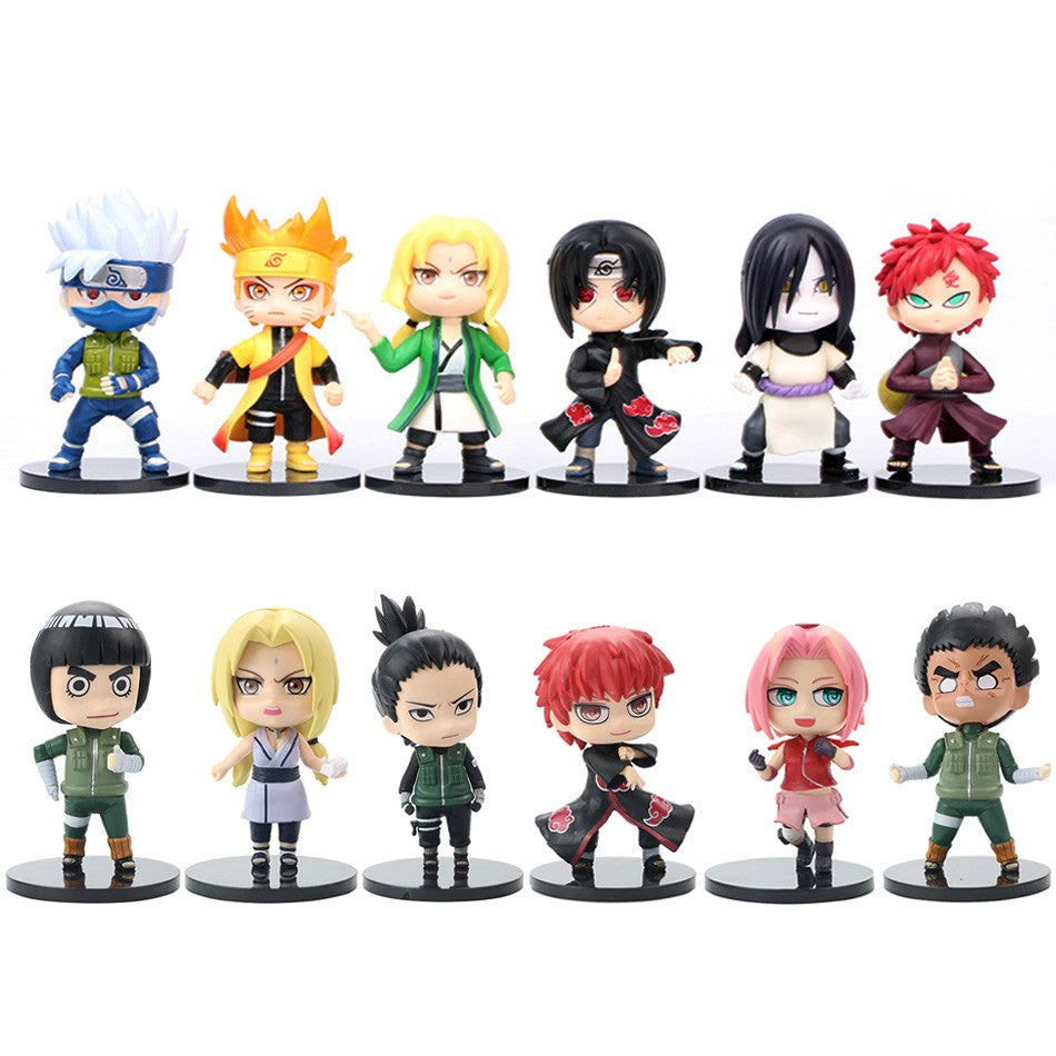 12 pçs/conjunto Anime Naruto Shippuden Hinata Sasuke Itachi Kakashi Gaara figura de anime Q versão PVC figuras brinquedos bonecas presente para crianças