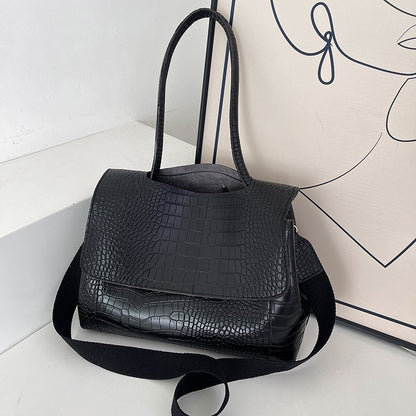 Crocodile Pattern Crossbody Bag For Women Black Shoulder Bag Brand Designer Women Bags Luxury PU Leather Flap Messenger Handbag