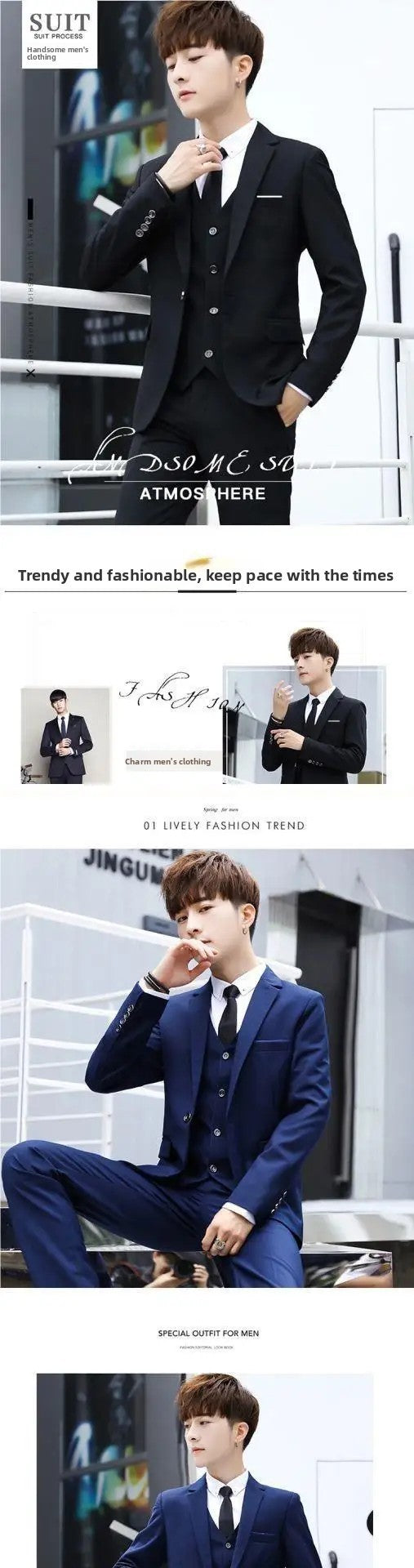 Men's Casual Wedding Suit Set New Groom Best Man Wedding Ceremony New Chinese Style Small Tailored Jacket Outfit