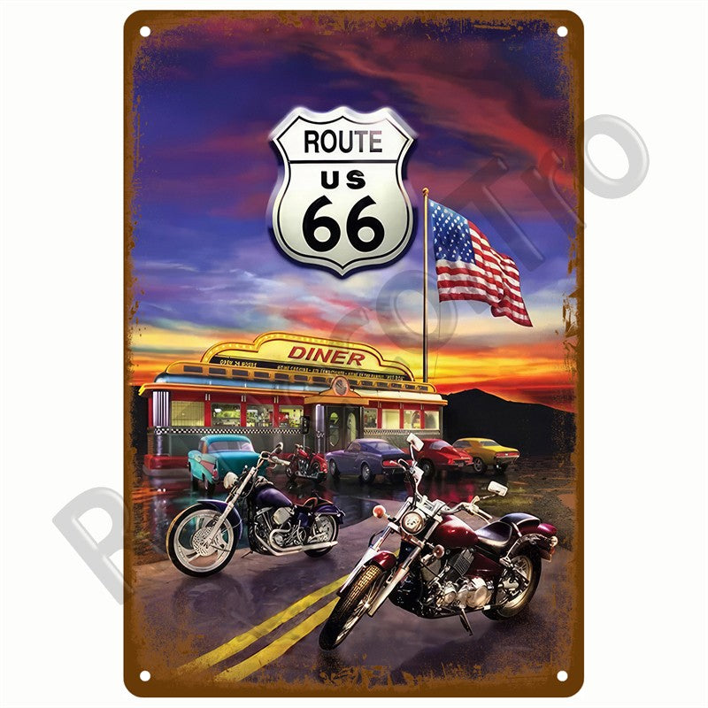 Retro Motor Oil Gas Tyre Racing Tin Sign Poster Iron Plates Metal Sign Garage Bar Pub Club Man Cave Home Decor Wall Decor Art