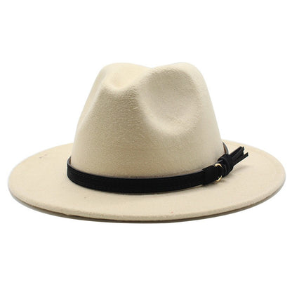 Gangster Trilby Felt Fedora Hat European American Wide Brim Top Jazz Caps Women Men Wool White Wedding Hat 56-58-61CM