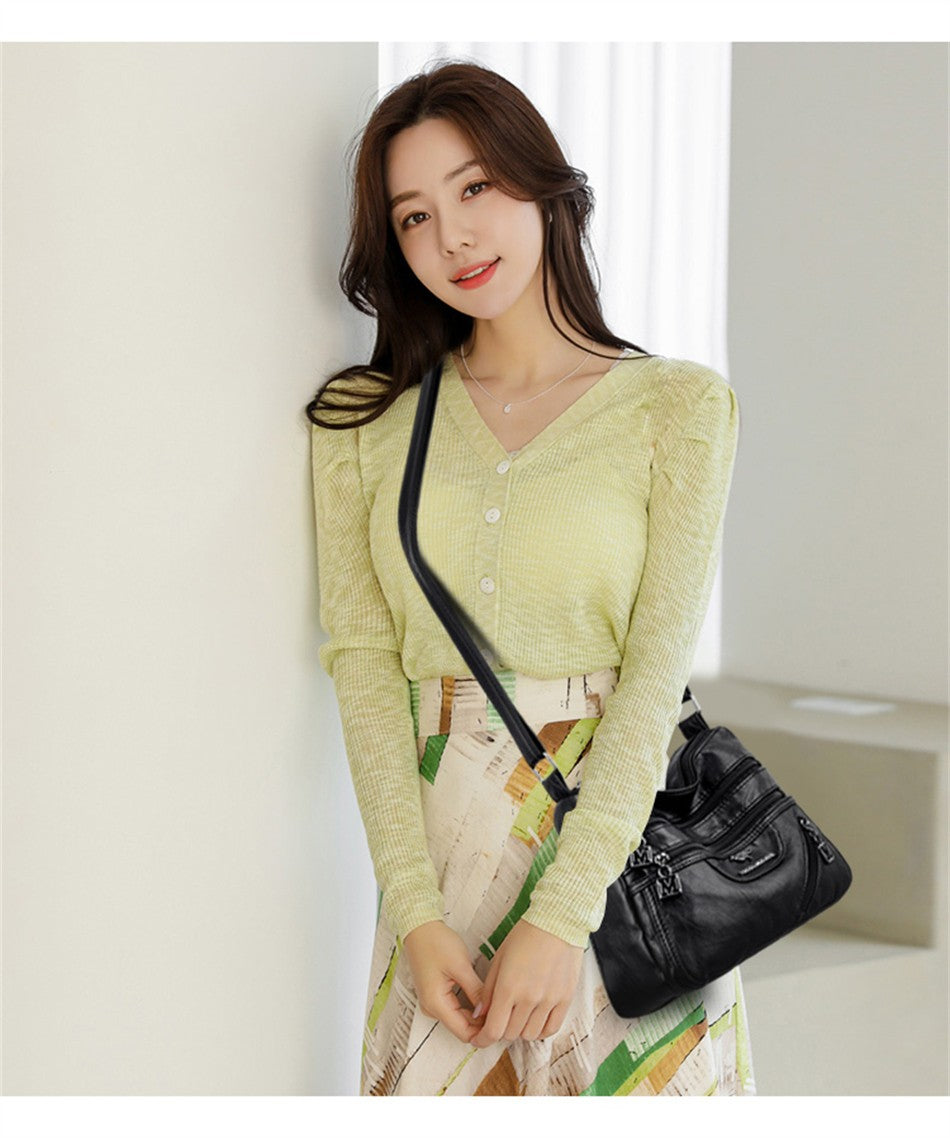 High Quality Soft Leather Luxury Purses and Handbags Women's Bag Designer Multi-pocket Crossbody Shoulder Bag for Women 2024 Sac