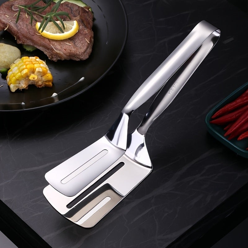 1 Pinça de Cozinha em Aço Inoxidável para Churrasco, Pão, Clipe Durável, Pá para Fritura, Pá para Peixe Frito, Utensílios Domésticos de Cozinha