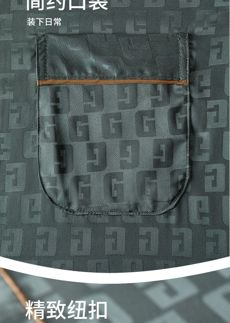 Ice Silk Pajamas Men's Spring and Summer Light and Breathable Simulation Silk Satin Short-sleeved Shorts Youth Simple Loungewear