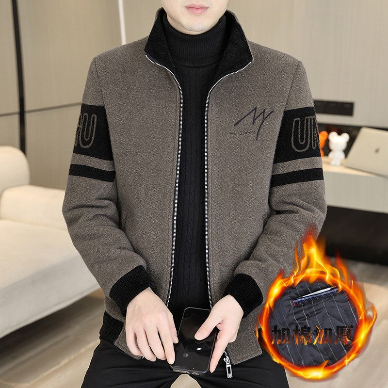 Men'S Thicken High collar Jacket Winter Warm Jackets For Men Fleece Long Sleeve Coat Man Casual Coats Men's woolen overcoat