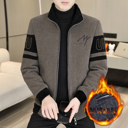 Men'S Thicken High collar Jacket Winter Warm Jackets For Men Fleece Long Sleeve Coat Man Casual Coats Men's woolen overcoat