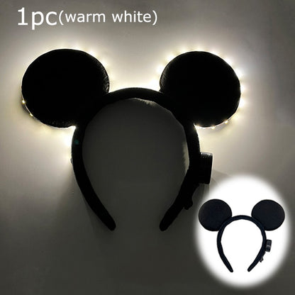 1/2pcs LED Glowing Neon Mouse Ears Headband Girls Festival Headbands Mickey Hairband Children Birthday Party Hair Accessories