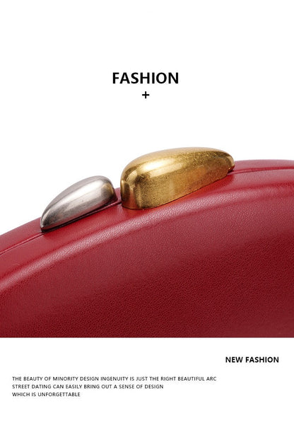 Designer Shell Shape Clutch Bag Women Evening Party Leather Handbag Metallic Closure Shoulder Crossbody Bags Small Dinner Purse