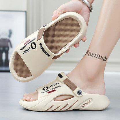 Comwarm New Men Massage Slippers Slides Indoor Outdoor Sandals Beach Casual Shoes Comfortable Sole Men's Slippers Big Size 38-47